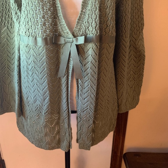 ALFRED DUNNER Cardigan Green Eyelet Sweater Large - Picture 5 of 14